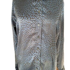 Pamela Dennis Private Client Group Animal Print Blue and Black Blouse. Medium